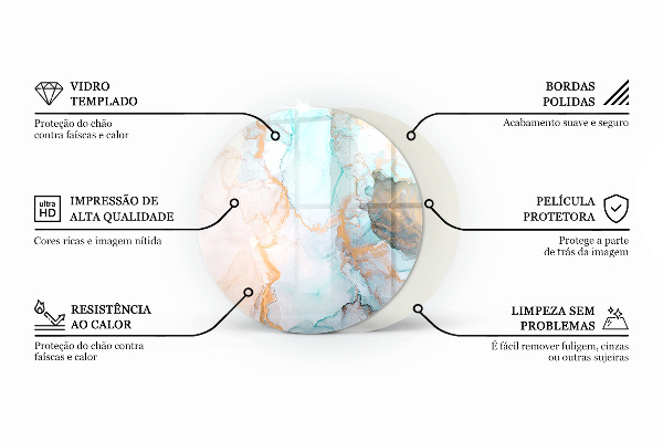 Ronde plaque de verre pour cheminée Feuilles tropicales en arrière-plan