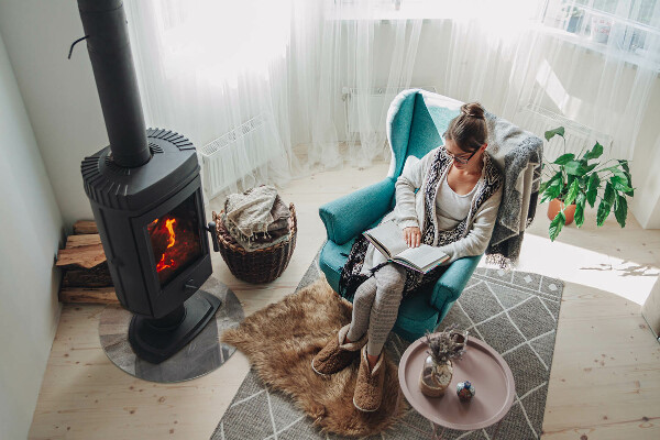 Ronde vitre sous poêle à bois Motif de pierre naturelle