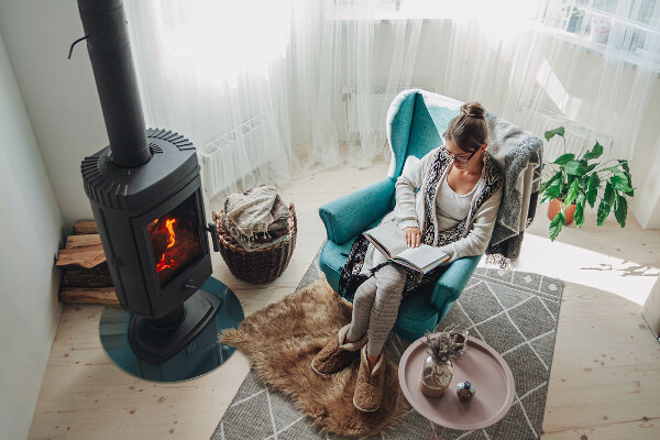 Ronde verre sous poêle à bois Couleur de la mer