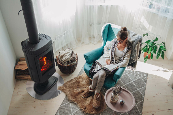 Ronde verre sous poêle à bois Couleur grise