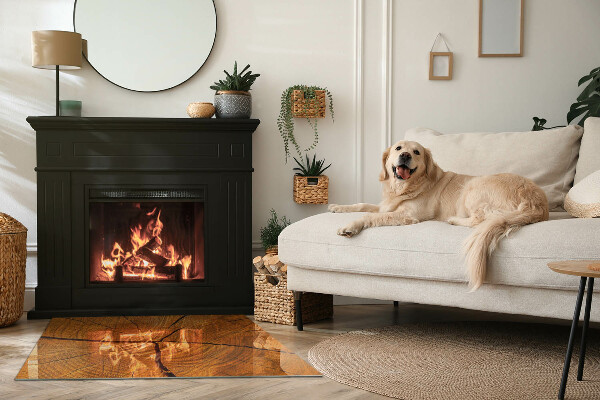 Rectangulaire plaque de sol en verre pour poêle Grain du bois en coupe transversale