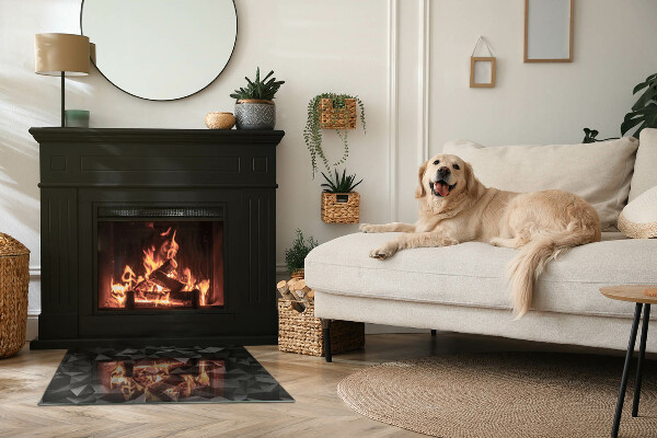 Rectangulaire plaque protection sol devant cheminée en verre Géométrie tridimensionnelle
