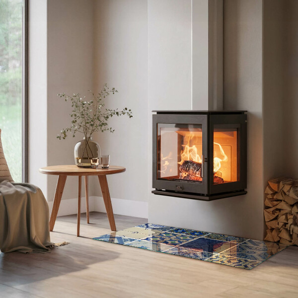 Rectangulaire plaque de sol en verre pour poêle Motifs de carreaux de céramique