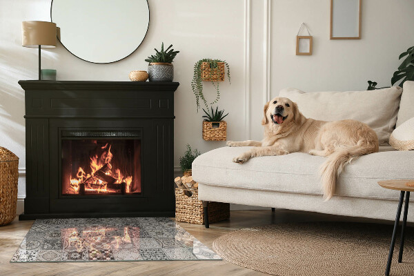 Rectangulaire plaque protection sol devant cheminée en verre Motifs de carreaux décoratifs