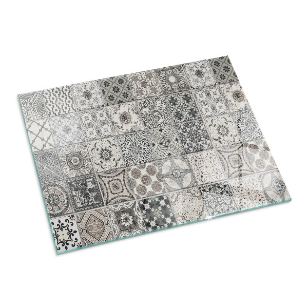 Rectangulaire plaque protection sol devant cheminée en verre Motifs de carreaux décoratifs