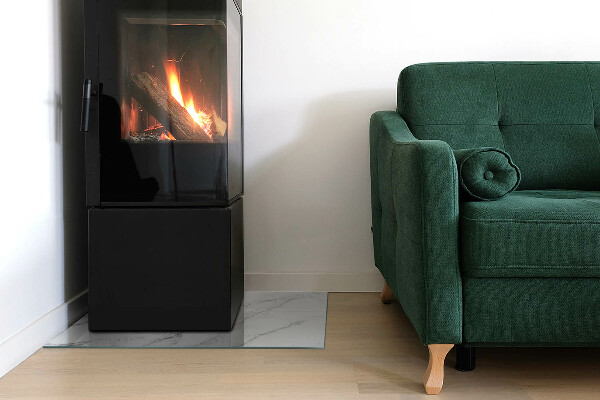 Rectangulaire plaque verre pour poêle Motif marbré veiné