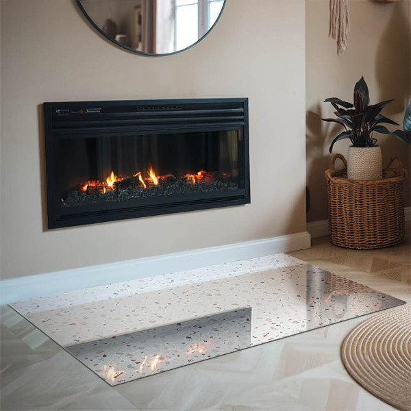 Rectangulaire plaque verre pour poêle Motif avec de petites formes