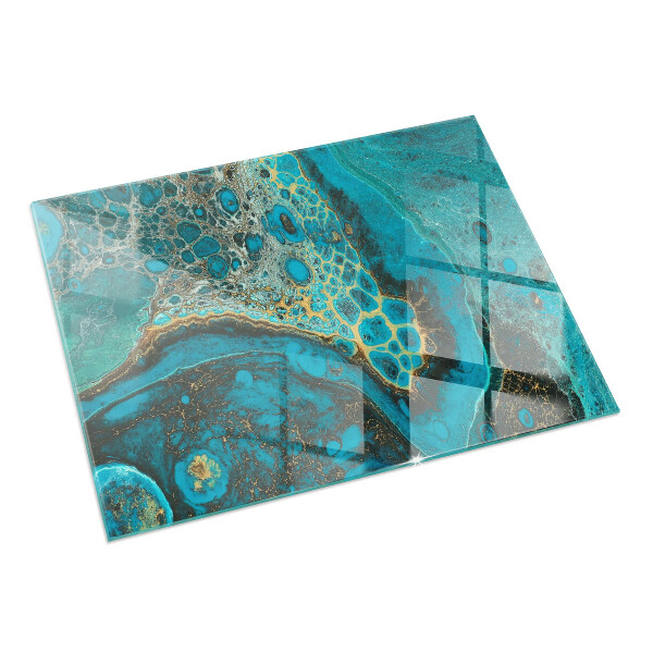 Rectangulaire plaque protection sol devant cheminée en verre motif organique abstrait