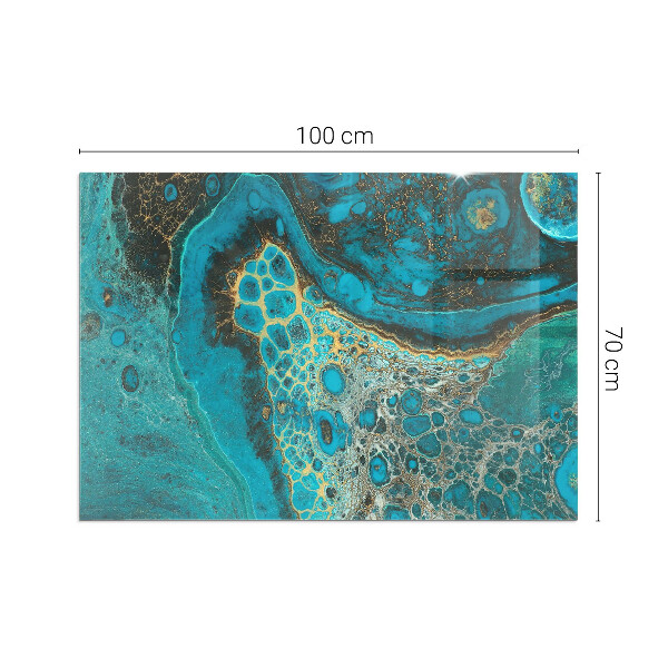 Rectangulaire plaque protection sol devant cheminée en verre motif organique abstrait