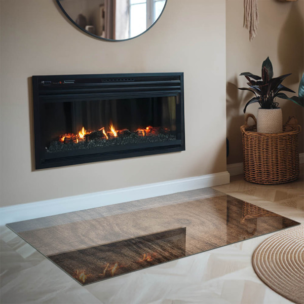 Rectangulaire plaque protection sol devant cheminée en verre Motif bois naturel