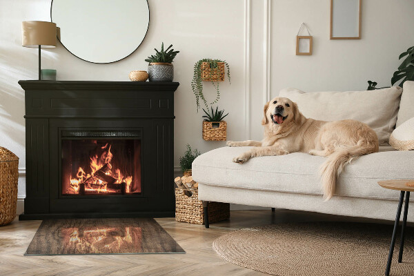 Rectangulaire plaque protection sol devant cheminée en verre Motif bois naturel