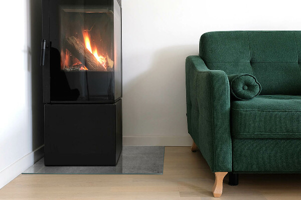 Rectangulaire plaque verre pour poêle texture du béton brut