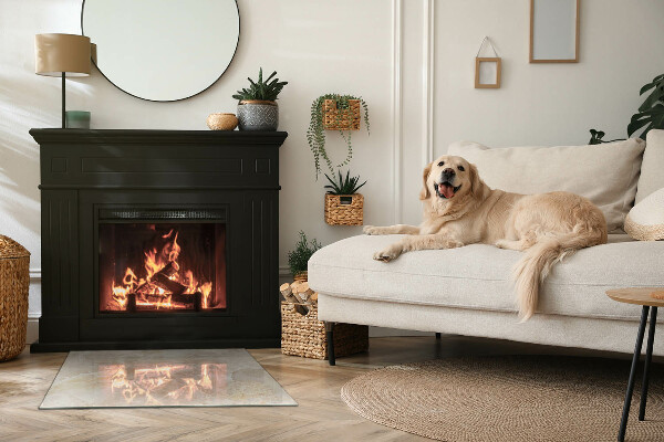 Rectangulaire plaque verre pour poêle Motif de pierre naturelle