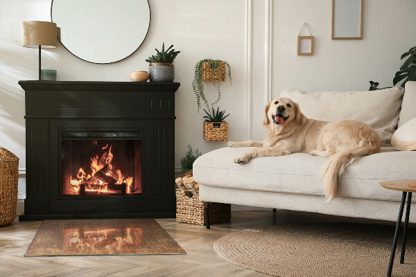 Rectangulaire plaque protection sol devant cheminée en verre Texture rouillée sur métal