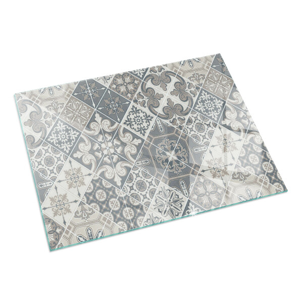 Rectangulaire plaque verre pour poêle motif de mosaïque décoratif