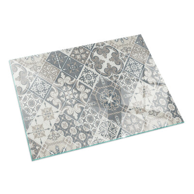 Rectangulaire plaque verre pour poêle motif de mosaïque décoratif