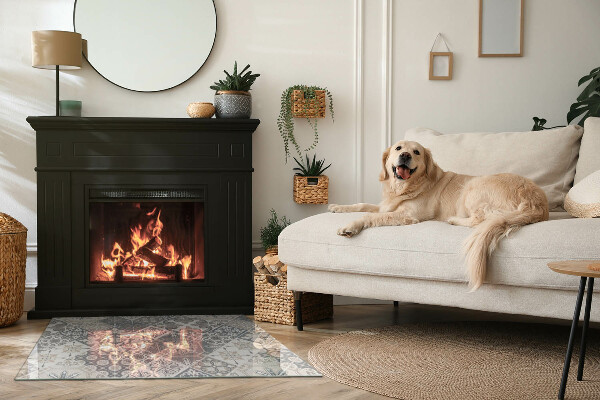 Rectangulaire plaque verre pour poêle motif de mosaïque décoratif
