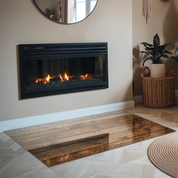 Rectangulaire plaque protection sol devant cheminée en verre Planche en bois veiné