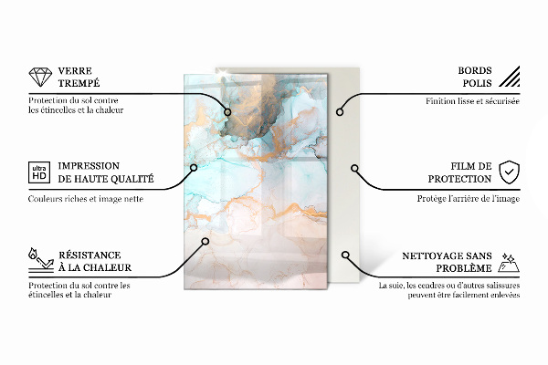 Rectangulaire plaque protection sol devant cheminée en verre Planche en bois veiné