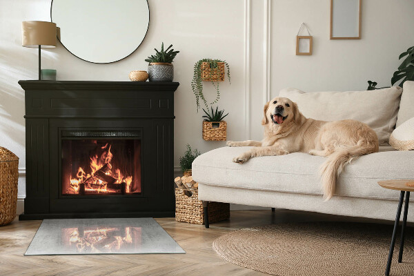 Rectangulaire plaque protection sol devant cheminée en verre texture du béton brut