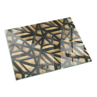 Rectangulaire plaque verre pour poêle Géométrie avec du bois