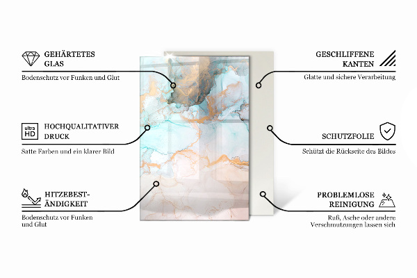 Rectangulaire plaque de sol en verre pour poêle Motif géométrique 3D