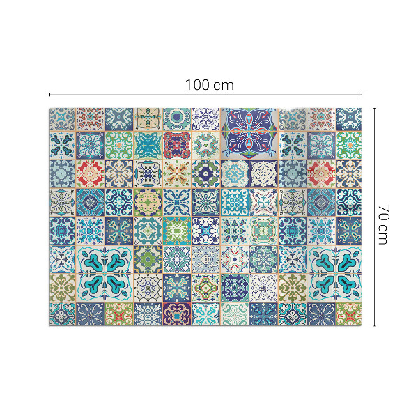 Rectangulaire plaque protection sol devant cheminée en verre Motifs de mosaïque sur carreaux
