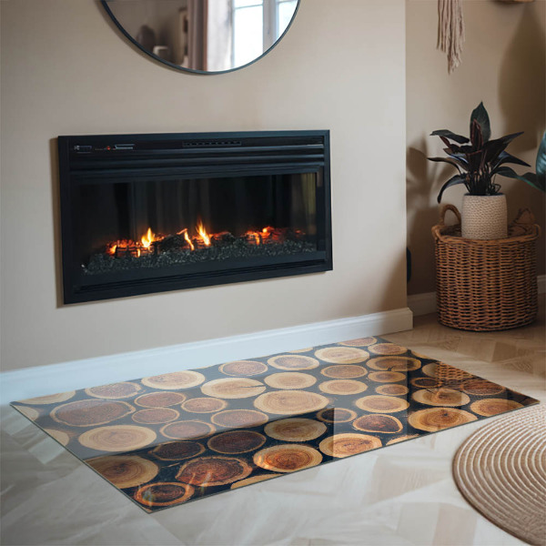 Rectangulaire plaque verre pour poêle Boîte en bois découpé