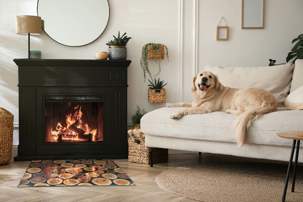 Rectangulaire plaque verre pour poêle Boîte en bois découpé