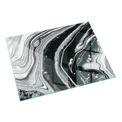 Rectangulaire plaque protection sol devant cheminée en verre vagues et lignes abstraites