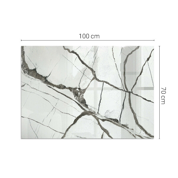 Rectangulaire plaque verre pour poêle Motif de veines de marbre