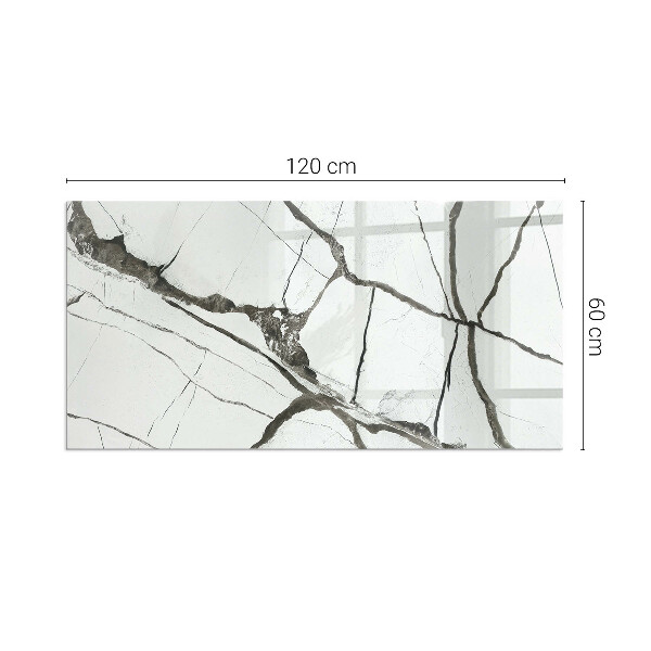 Rectangulaire plaque verre pour poêle Motif de veines de marbre