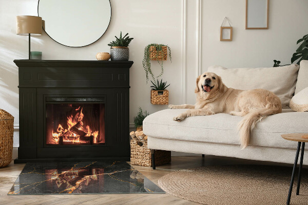 Rectangulaire plaque protection sol devant cheminée en verre Marbre élégant veiné
