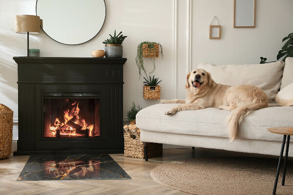 Rectangulaire plaque protection sol devant cheminée en verre Marbre élégant veiné