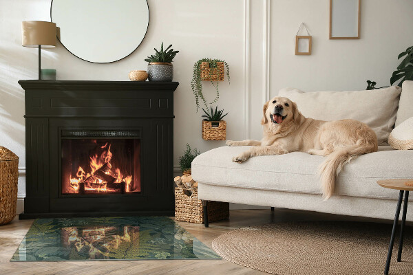 Rectangulaire plaque verre pour poêle Motifs végétaux avec des papillons