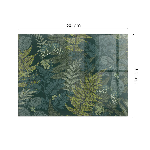 Rectangulaire plaque verre pour poêle Motifs végétaux avec des papillons