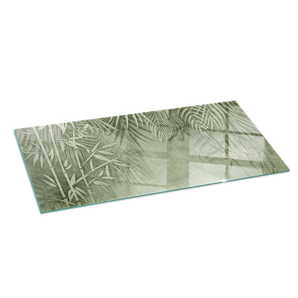 Rectangulaire plaque de sol en verre pour poêle Feuilles tropicales en arrière-plan