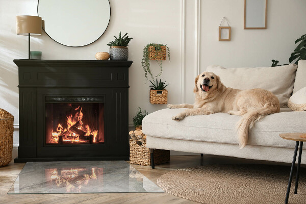 Rectangulaire plaque protection sol devant cheminée en verre Motif de pierre naturelle