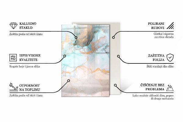 Rectangulaire plaque protection sol devant cheminée en verre Motif de pierre naturelle