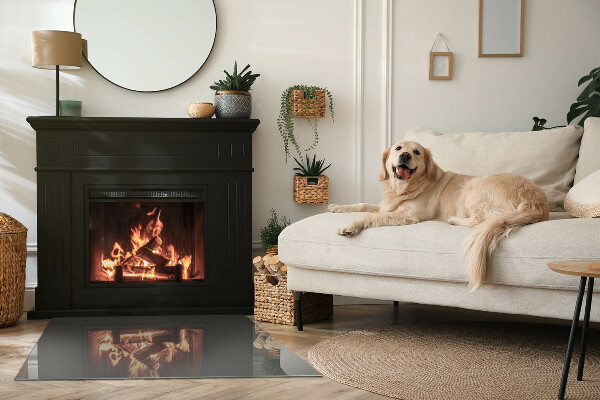 Rectangulaire plaque de sol en verre pour poêle Couleur Gris-brun