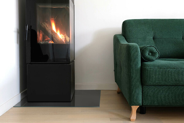 Rectangulaire plaque de sol en verre pour poêle Couleur Gris-brun