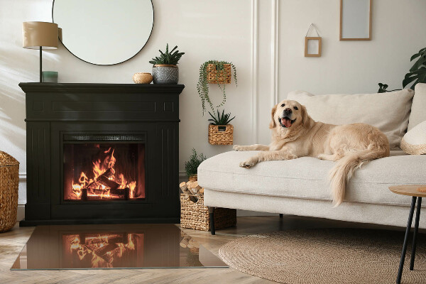 Rectangulaire plaque protection sol devant cheminée en verre Couleur marron