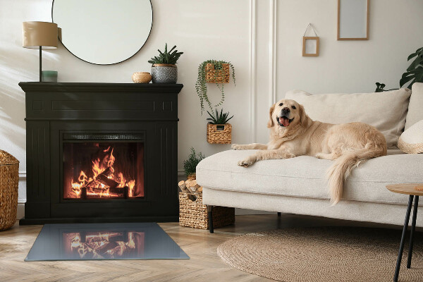 Rectangulaire plaque verre pour poêle Couleur Bleu foncé