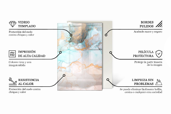 Rectangulaire plaque protection sol devant cheminée en verre Couleur marron