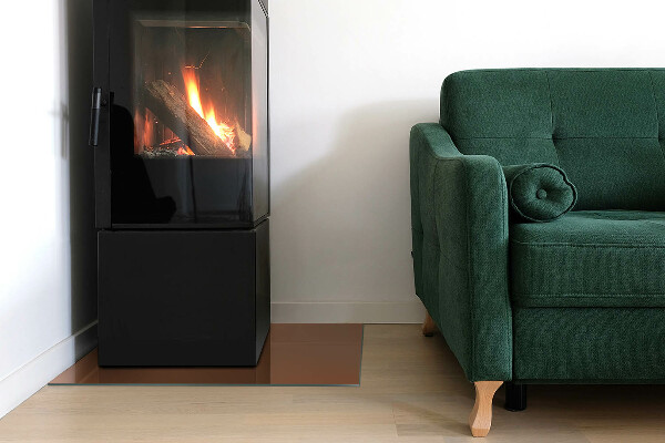 Rectangulaire plaque protection sol devant cheminée en verre Couleur marron