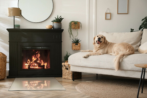 Rectangulaire plaque verre pour poêle Couleur beige
