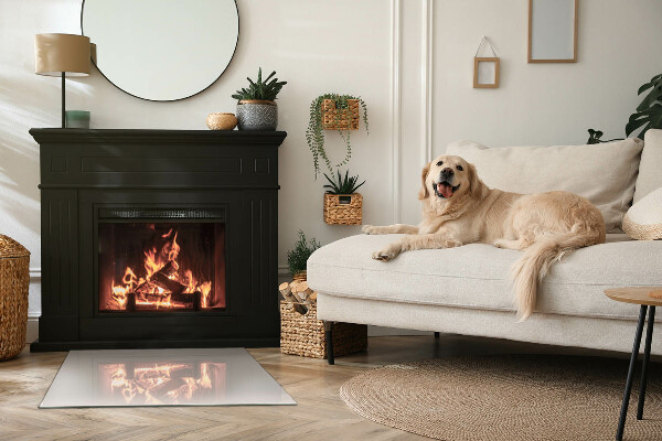 Rectangulaire plaque protection sol devant cheminée en verre Couleur rose pâle