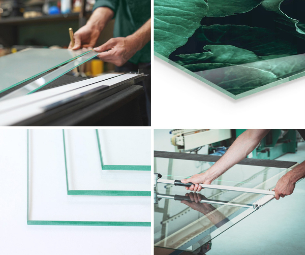 Hexagonale plaque de verre pour cheminée Planche en bois dans l'agencement