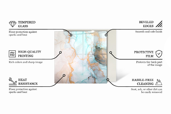 Hexagonale verre sous poêle à bois Planche en bois dans l'agencement