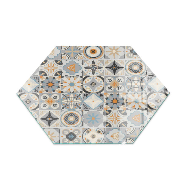 Hexagonale vitre sous poêle à bois Motifs de mosaïque en carreaux